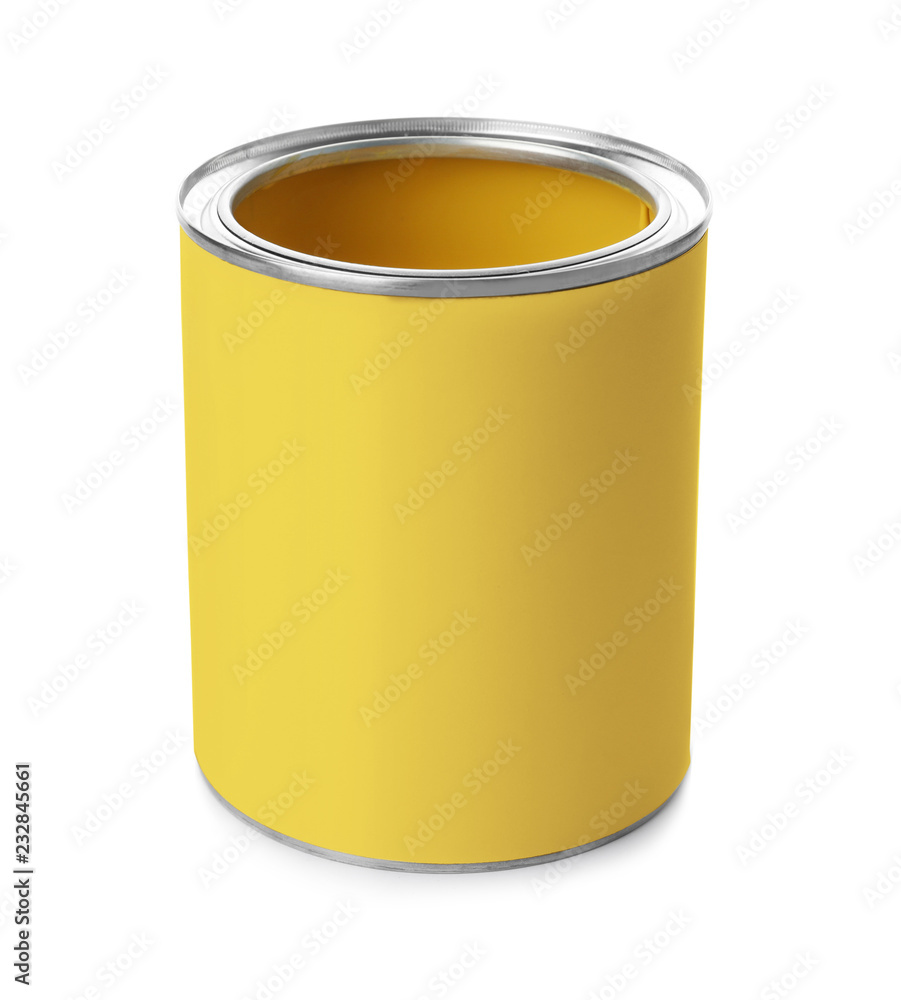 Yellow paint can on white background. Space for design Yellow paint can on white background. Space for design