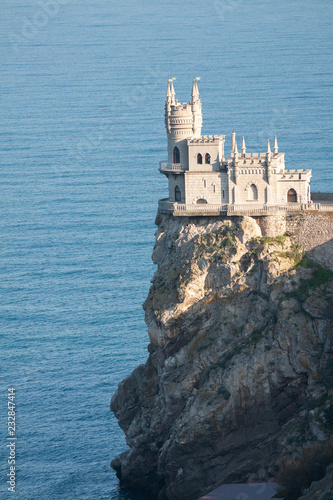 Amazing castle Swallow's Nest on a rock at Black Sea, Crimea, Russia.