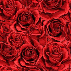 Fototapete Rosenmuster Rote Rosen Bouquets nahtloses Blütenmuster  © Andrew