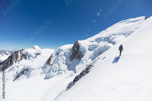 Trekking to the top of Mont Blanc mountain in French Alps photo