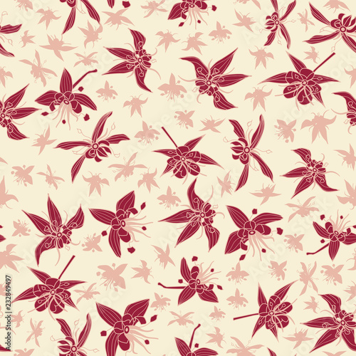 Wallpaper Mural Pink cocoa flowers and silhouettes seamless vector pattern background. Torontodigital.ca