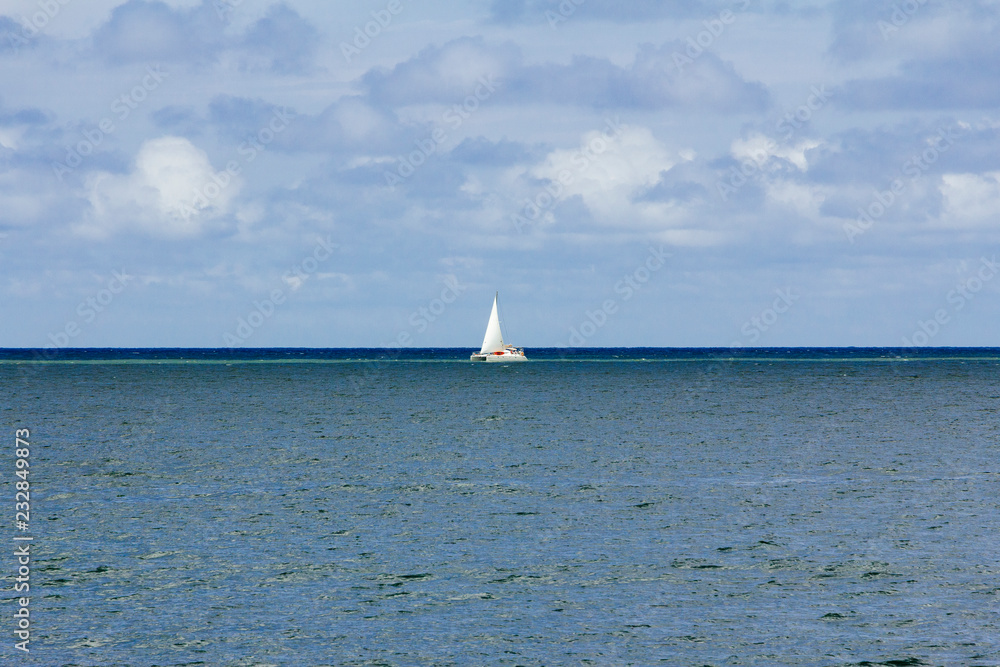 Un barco de vela navega por el mar