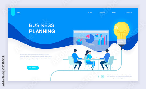 Modern flat design concept of Business Planning with decorated small people character for website and mobile website development. UI and UX design. Landing page template. Vector illustration.