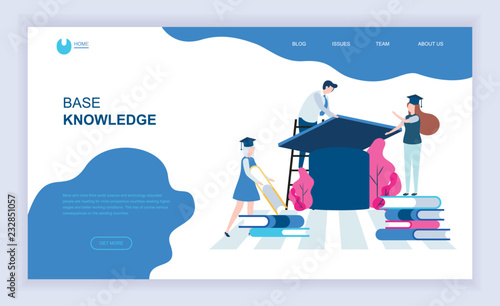Modern flat design concept of Base Knowledge with decorated small people character for website and mobile website development. UI and UX design. Landing page template. Vector illustration.