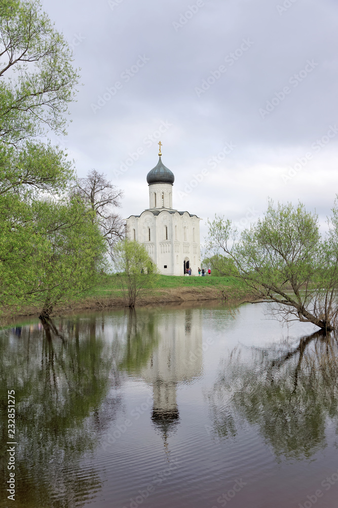 Church of the Intercession on the Nerl on the shore of the pond. Church of the Intercession on the Nerl on the shore of the pond.