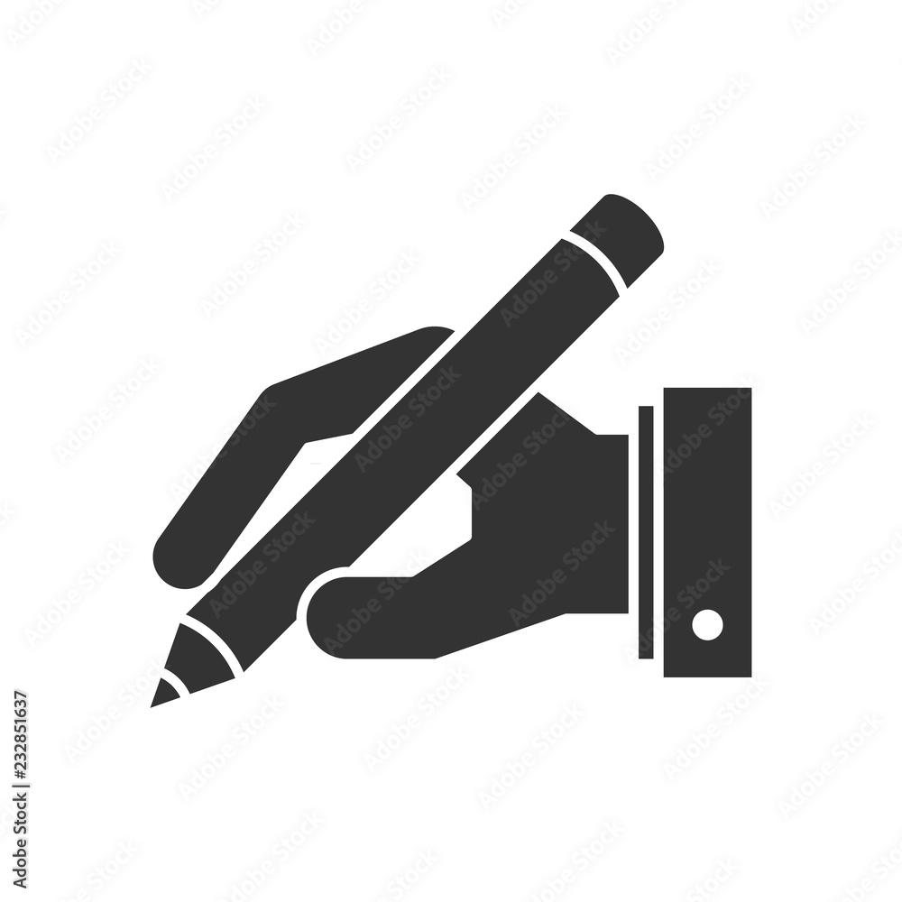 Hand holding pen icon Hand holding pen icon