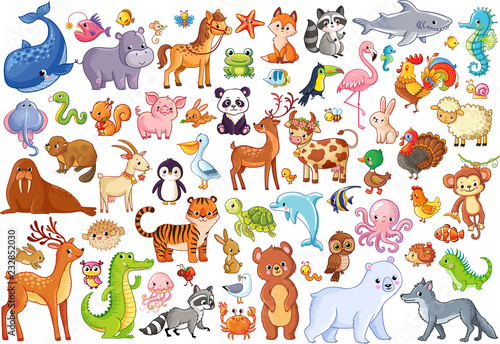 Vector set of animals. Home favorites. Mammals.