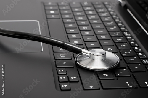 Stethoscope placed on keyboard