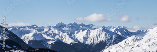 Panoramic view of the Pyrenees covered with snow