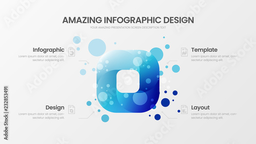 Premium quality 4 option rectangle marketing analytics presentation vector illustration template. Business data visualization design layout. Amazing colorful quad organic statistics infographic report