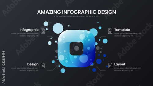 Premium quality 4 option rectangle marketing analytics presentation vector illustration template. Business data visualization design layout. Amazing colorful quad organic statistics infographic report