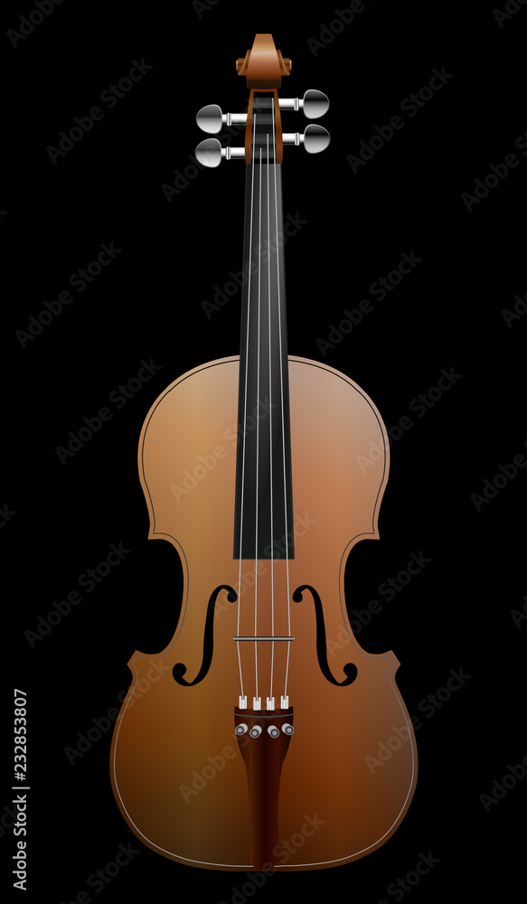 Fototapeta premium brown violin on black background