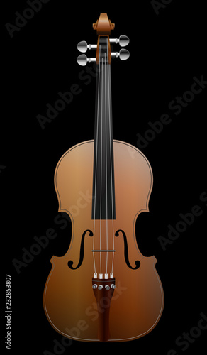 brown violin on black background