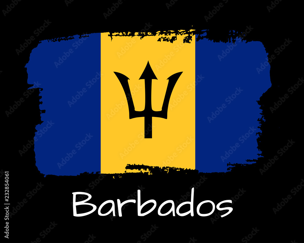 Vector Illustration. Hand draw Barbados flag. National Barbados banner for design on blackbackground Vector Illustration. Hand draw Barbados flag. National Barbados banner for design on blackbackground