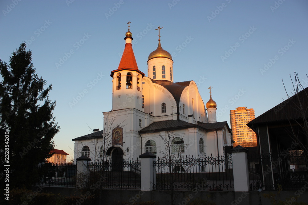 orthodox church at sunset