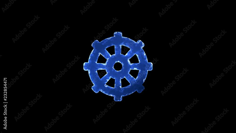 Symbol dharmachakra. Blue Electric Glow Storm. looped video. Alpha channel black Symbol dharmachakra. Blue Electric Glow Storm. looped video. Alpha channel black