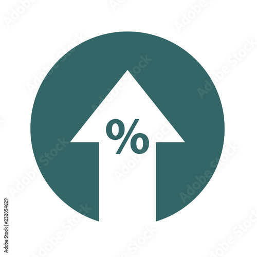 Percent up line icon. Percentage, arrow, reduction. Banking concept