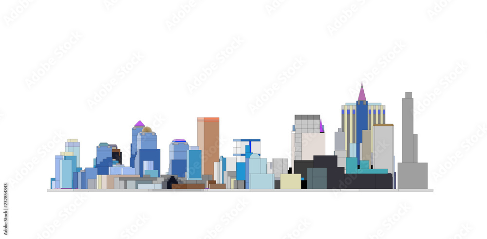 colorfull Big city skyline in Black backfround colorfull Big city skyline in Black backfround