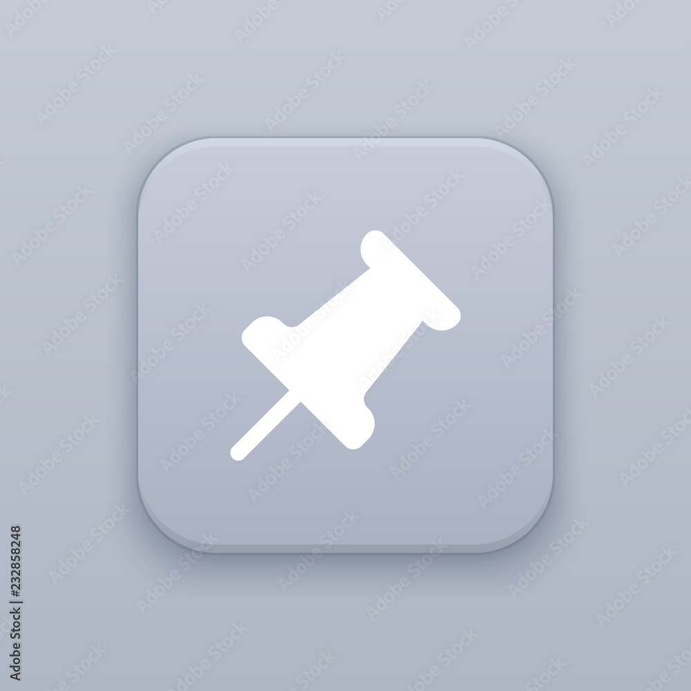 Drawing pin, gray vector button with white icon Drawing pin, gray vector button with white icon