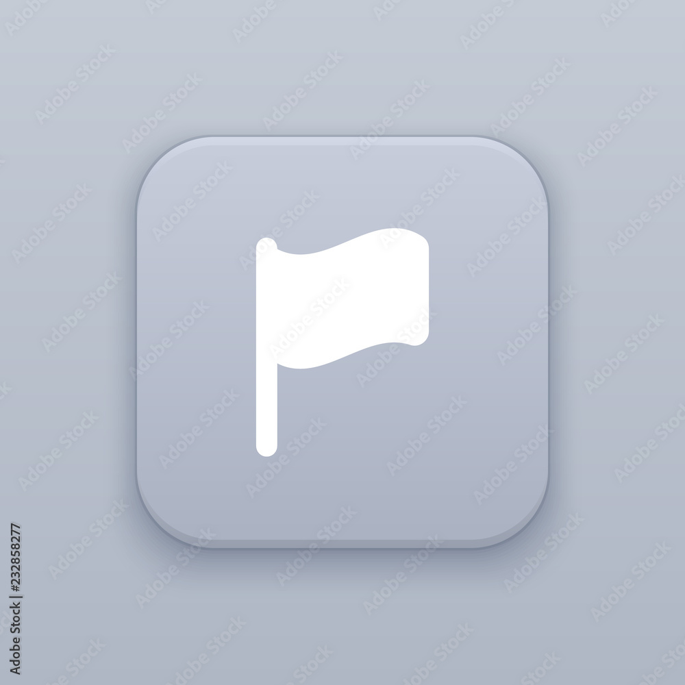 Flag, gray vector button with white icon Flag, gray vector button with white icon