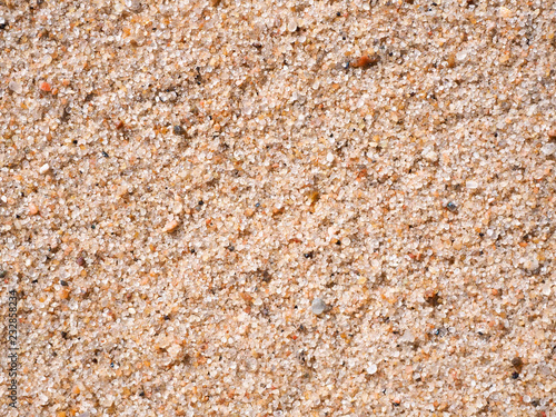 Close-up of grainy sand. Grains or granules of sand texture. Large crystals of clean river or lake or sea sand. High-quality macro photography.