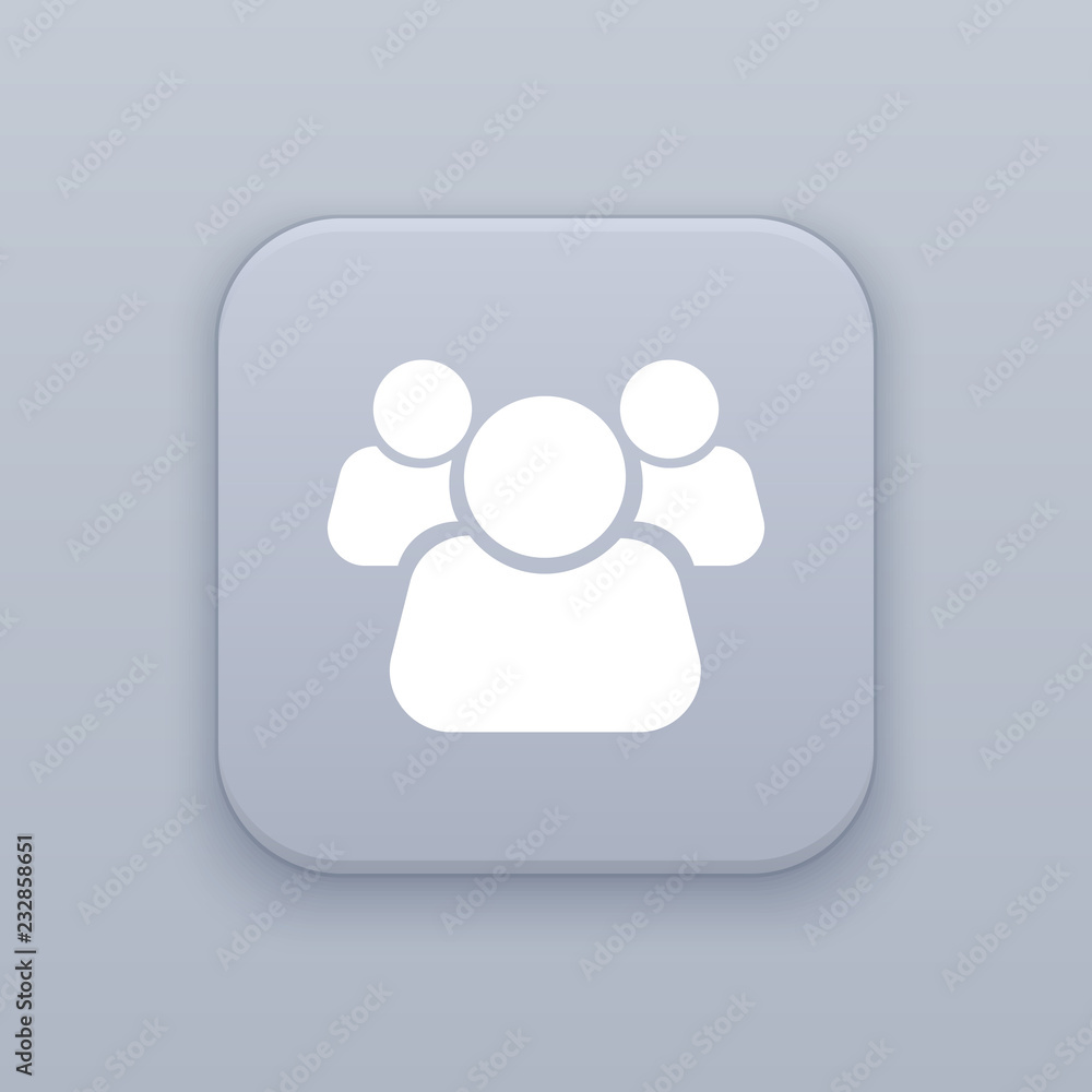 People, society, gray vector button with white icon People, society, gray vector button with white icon