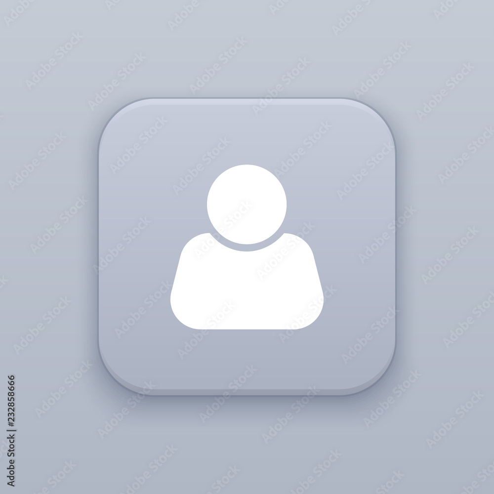 Person, Profile, gray vector button with white icon Person, Profile, gray vector button with white icon