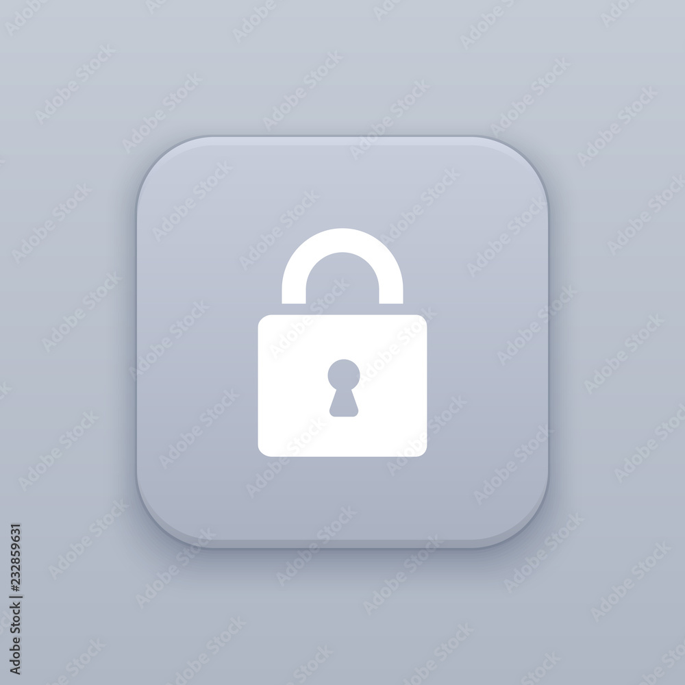 Lock, gray vector button with white icon Lock, gray vector button with white icon