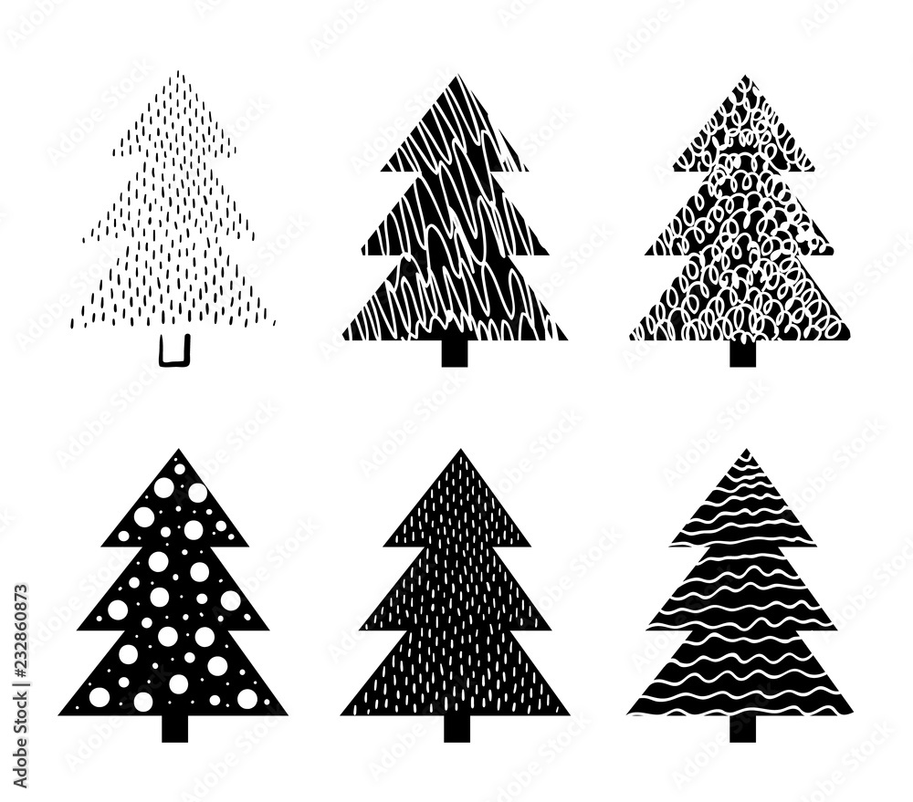 Obraz premium Christmas tree Hand drawn. Doodles and sketches