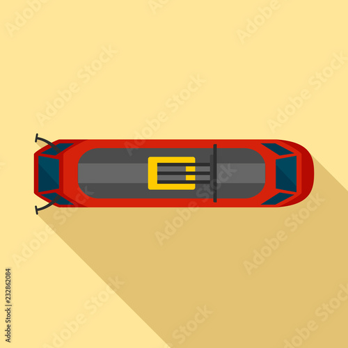 Top view tram icon. Flat illustration of top view tram vector icon for web design