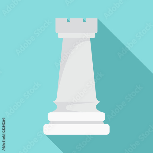 White piece rook icon. Flat illustration of white piece rook vector icon for web design