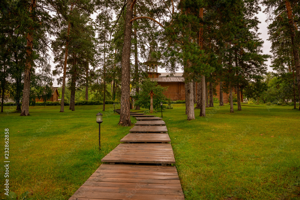 Wooden path to monastery