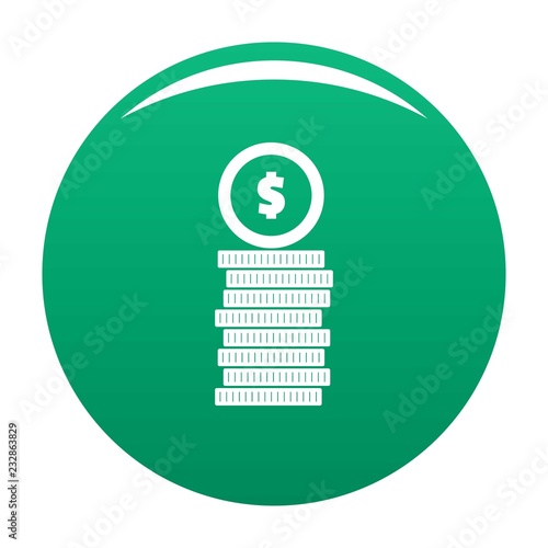 Coin icon. Simple illustration of coin vector icon for any design green