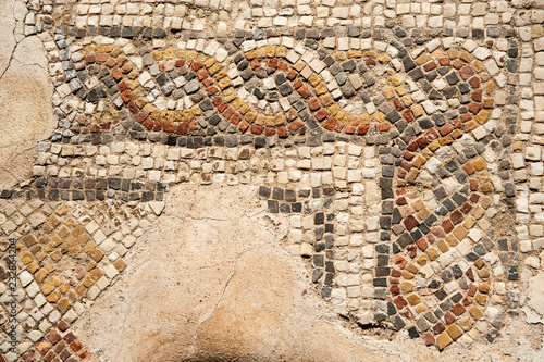 Fragment of an ancient floor mosaic in Caesarea .Israel.
