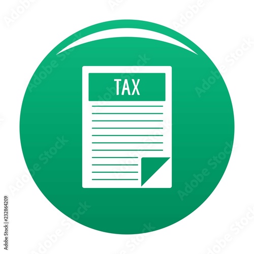 Tax sheet icon. Simple illustration of tax sheet vector icon for any design green