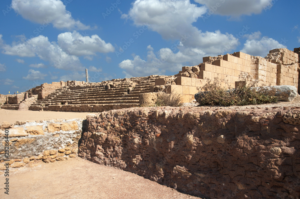 Ruins in the ancient city of Caesarea. Israel.