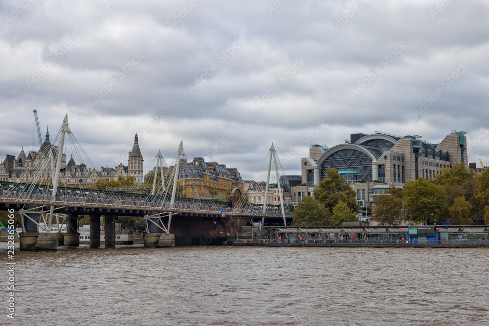 Fototapeta premium London skyline seen from the River Thames on a beautiful cloudy day