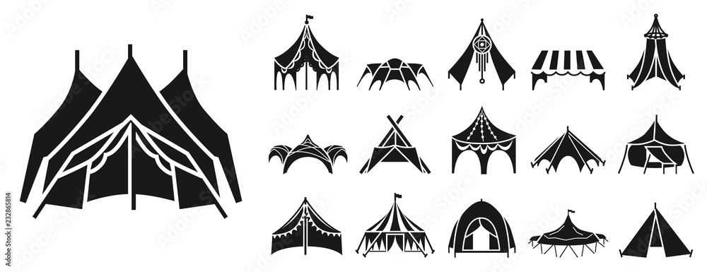 Canopy icon set. Simple set of canopy vector icons for web design on white background
