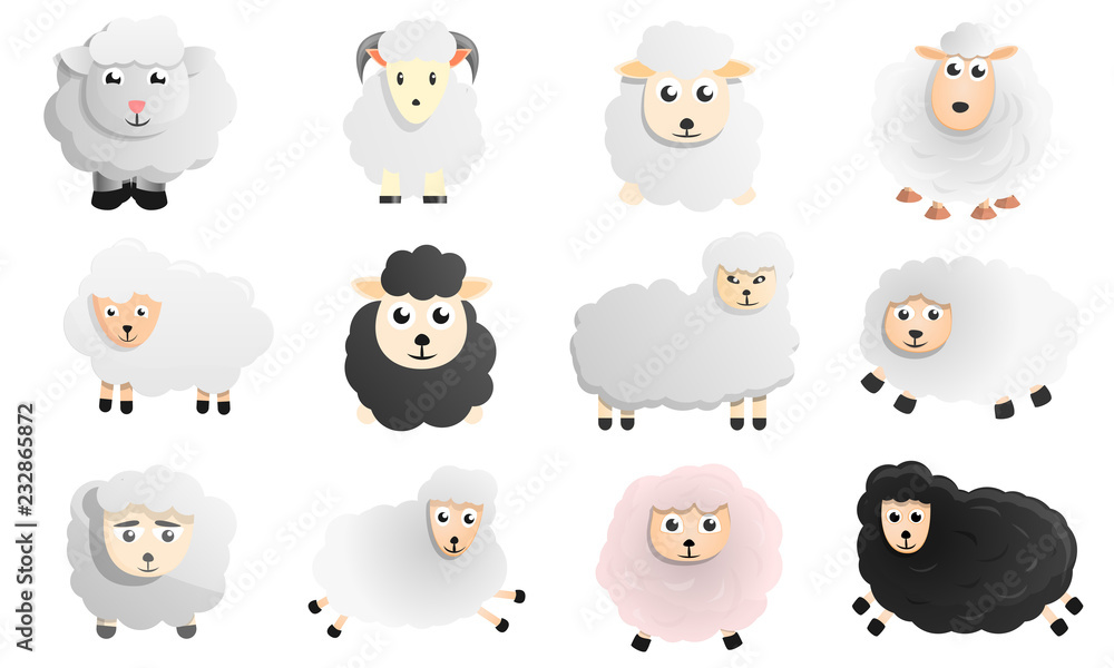 Sheep icon set. Cartoon set of sheep vector icons for web design Sheep icon set. Cartoon set of sheep vector icons for web design
