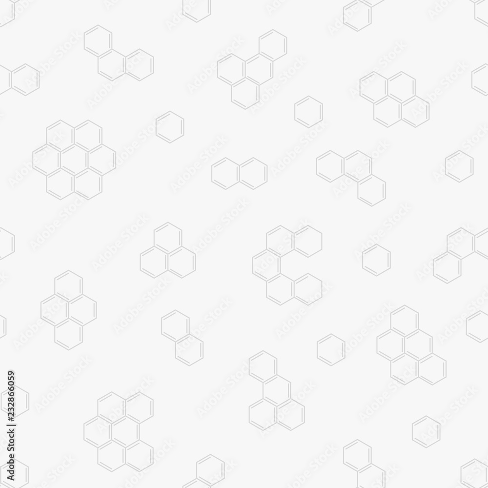 Vector comb seamless pattern. Geometric chemical hexagonal pattern on gray background Vector comb seamless pattern. Geometric chemical hexagonal pattern on gray background