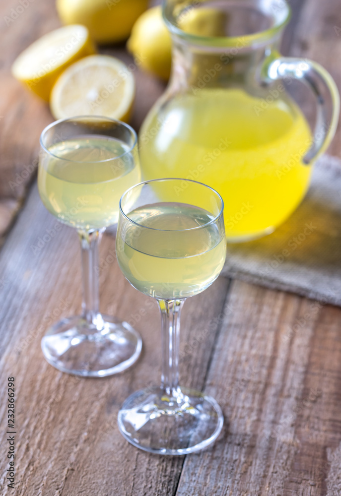 Two glasses of limoncello