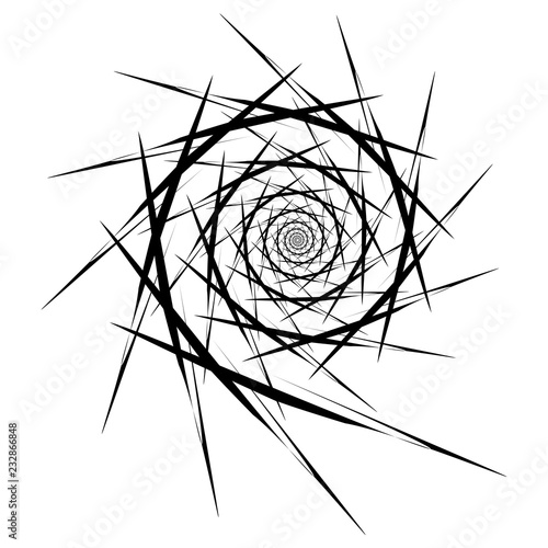 Rotating spiral symmetrical pattern. Abstract black silhouette