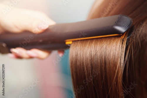 Hair iron straightening beauty care salon