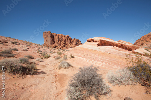 Rock formation known as Fire Wave in Valley of Fire, Nevada USA