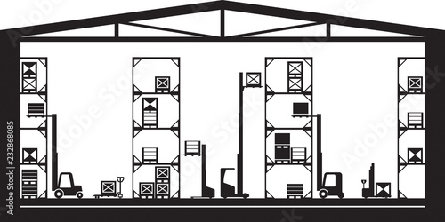 Warehouse machinery equipment - vector illustration
