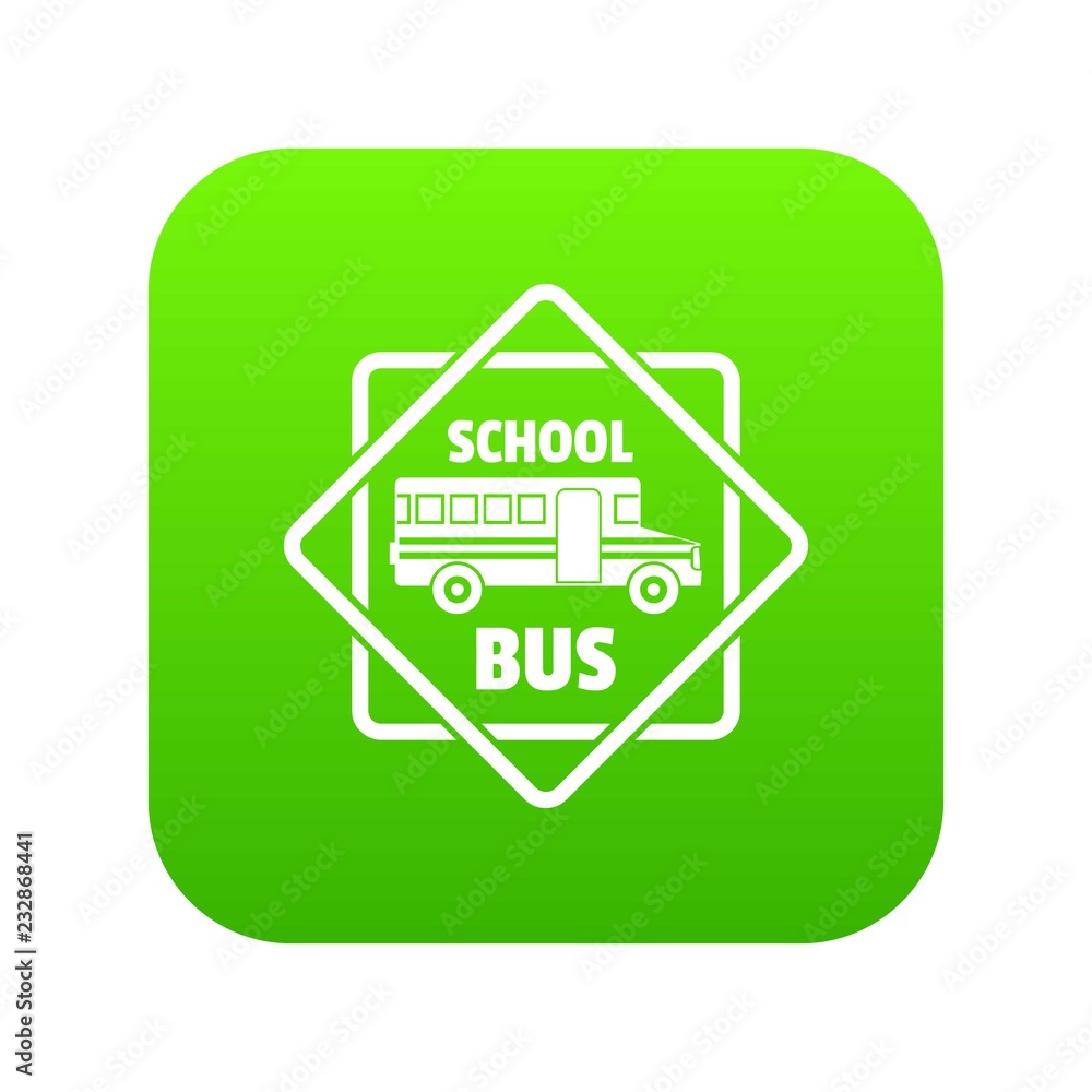 School bus icon green vector isolated on white background School bus icon green vector isolated on white background