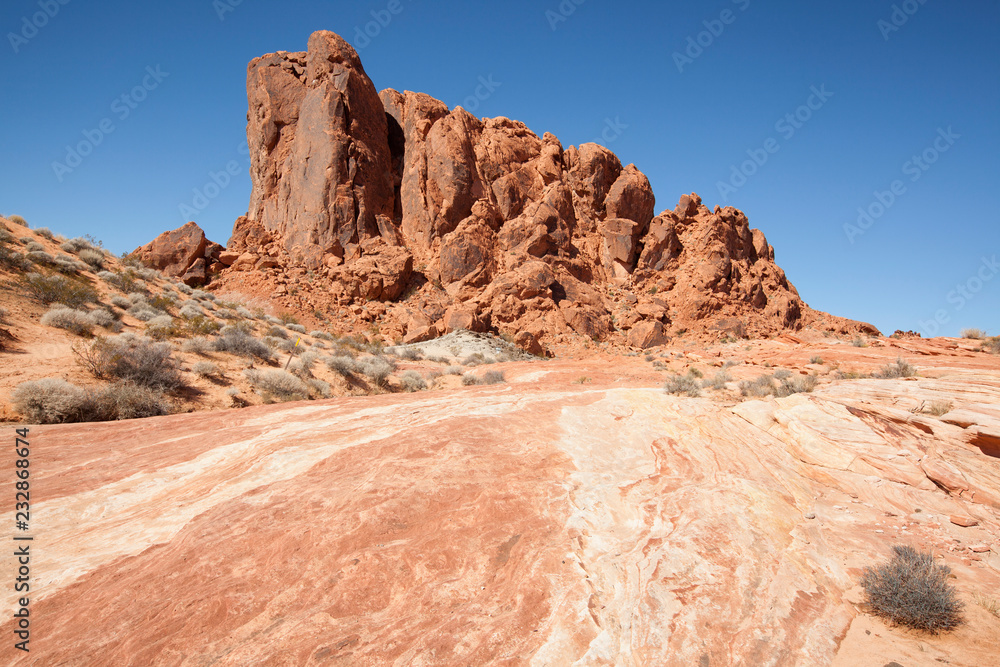 Fire wave rock formation in Valley of Fire Nevada USA