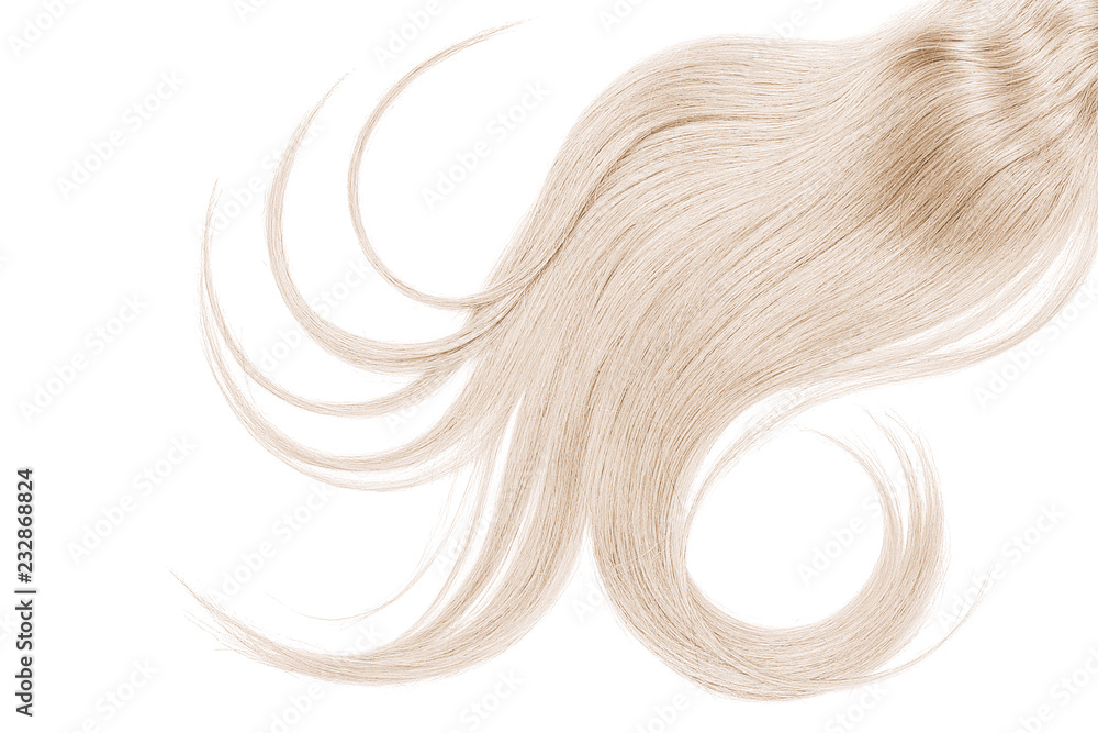 Lush blond hair isolated on white background Lush blond hair isolated on white background