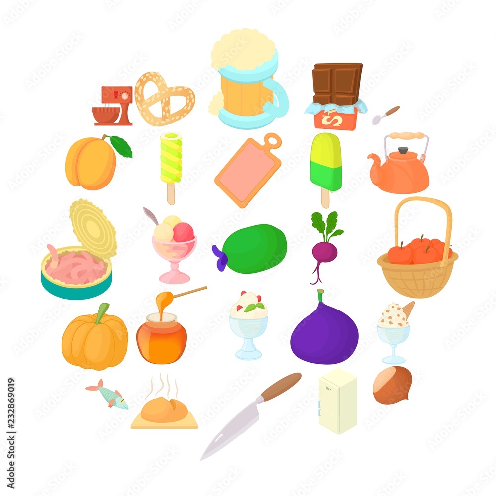 Sweet ice cream icons set. Cartoon set of 25 sweet ice cream vector icons for web isolated on white background Sweet ice cream icons set. Cartoon set of 25 sweet ice cream vector icons for web isolated on white background