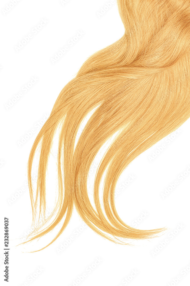 Lush blond hair isolated on white background